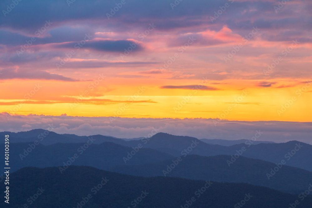 Sunset in mountain.