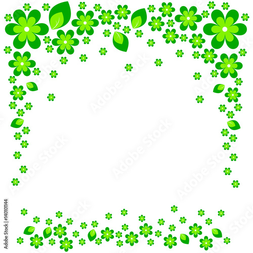 Green flower background. Vector illustration on white