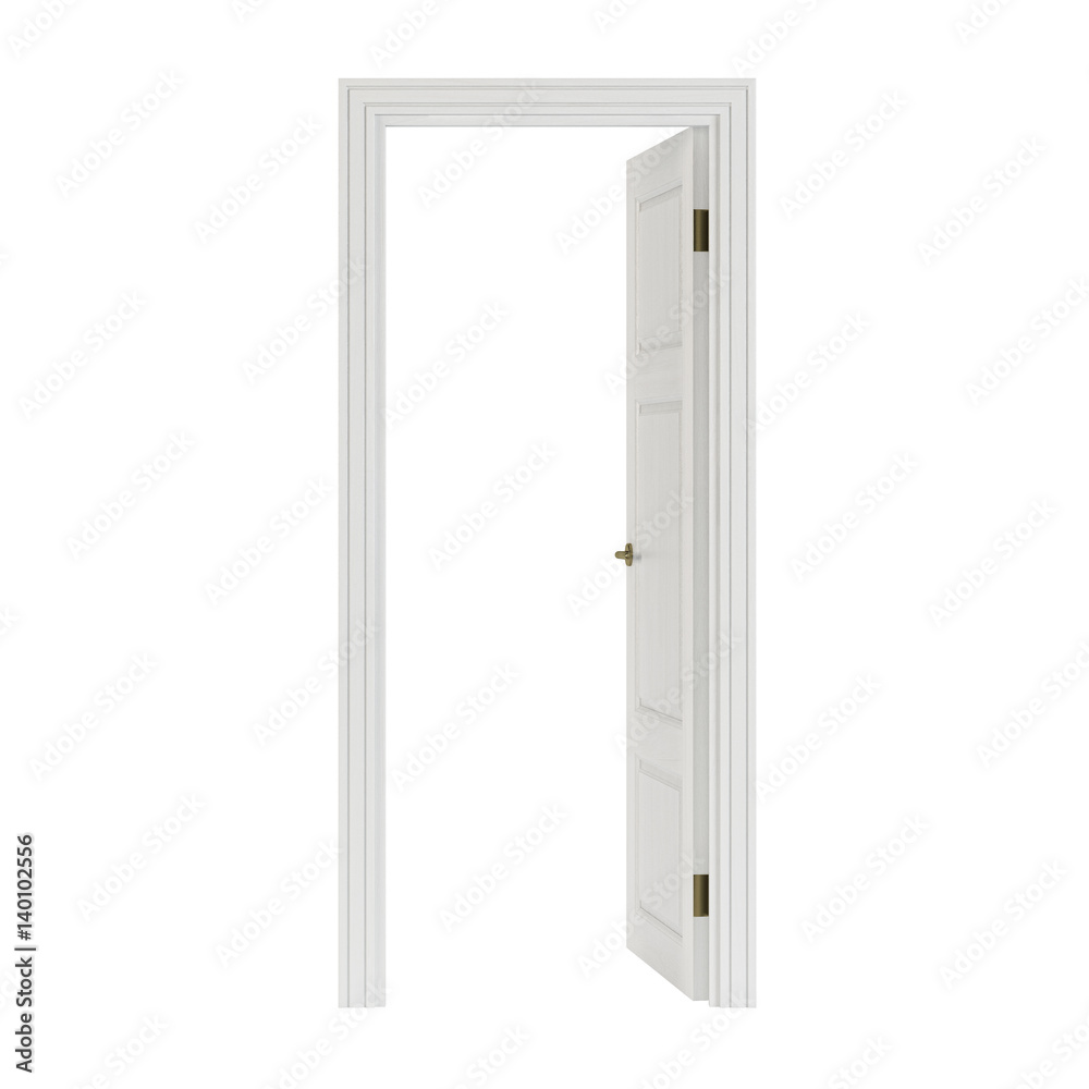 Obraz premium Door isolated on white background. 3D rendering.