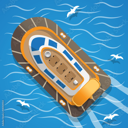 Foto Hovercraft. View from above. Vector illustration.