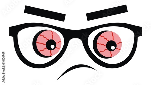 red eyeballs, vector icon, funny cartoon