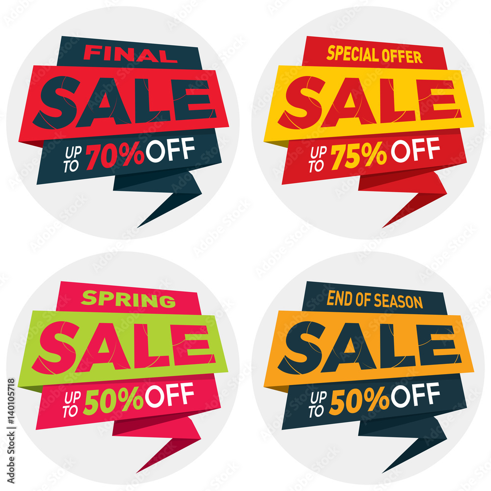 Sale label price tag banner badge template sticker design. Stock Vector |  Adobe Stock