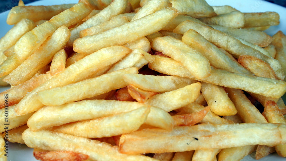 French fries, chips or finger chips are served hot, either soft or crispy, and are generally eaten as part of lunch or dinner or by themselves as a snack French fries, chips or finger chips are served hot, either soft or crispy, and are generally eaten as part of lunch or dinner or by themselves as a snack