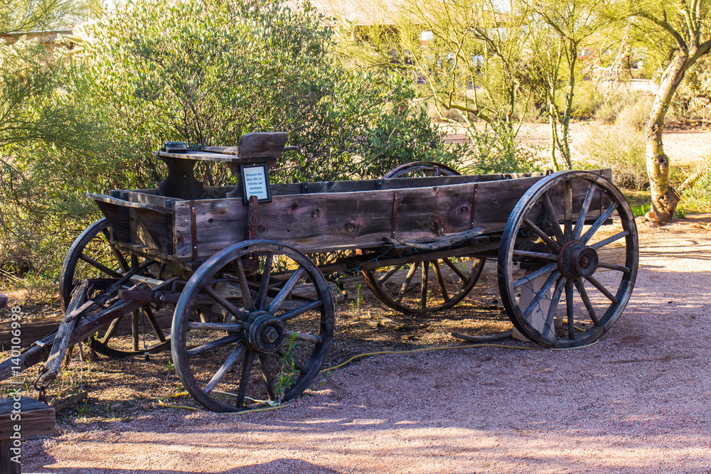 Antique Wooden Wagon in Arizona Desert