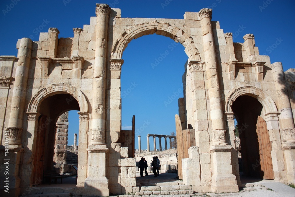 The South gate in Jerash in Jordan, Middle East 