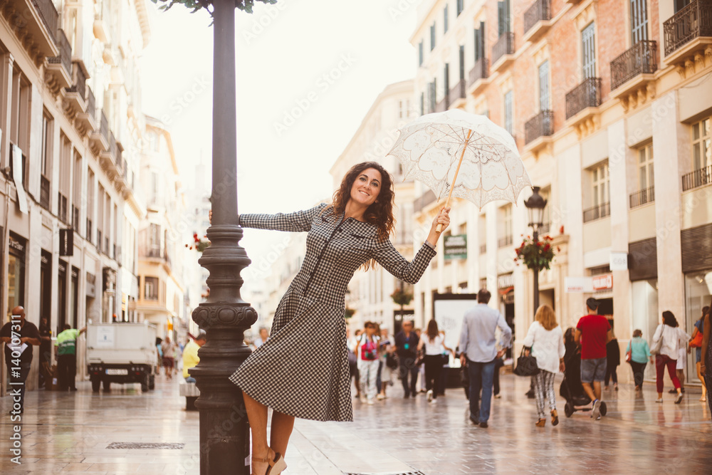 Girl in Malaga in a 60ties dress