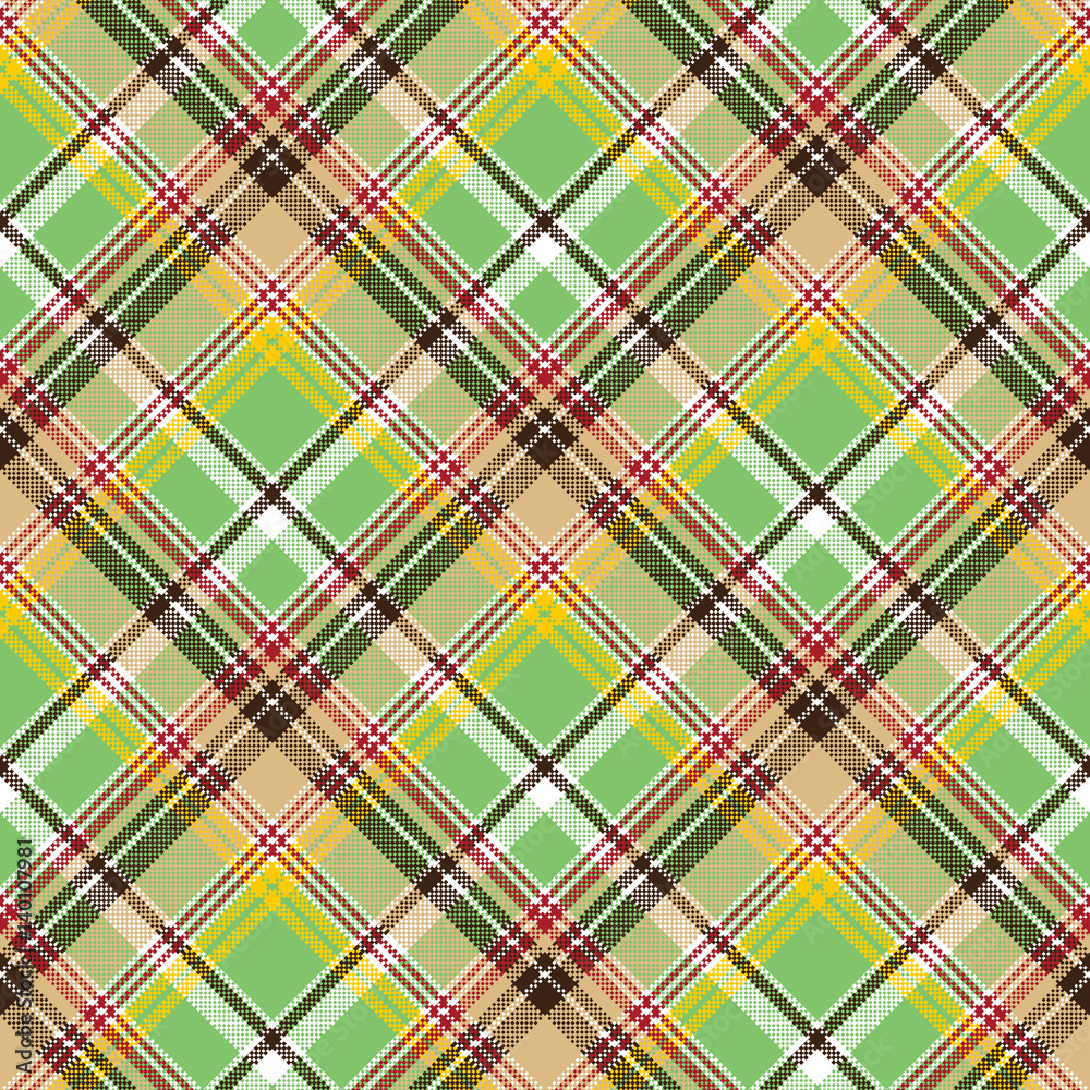 Green plaid pixel texture madras color fabric seamless pattern Green plaid pixel texture madras color fabric seamless pattern
