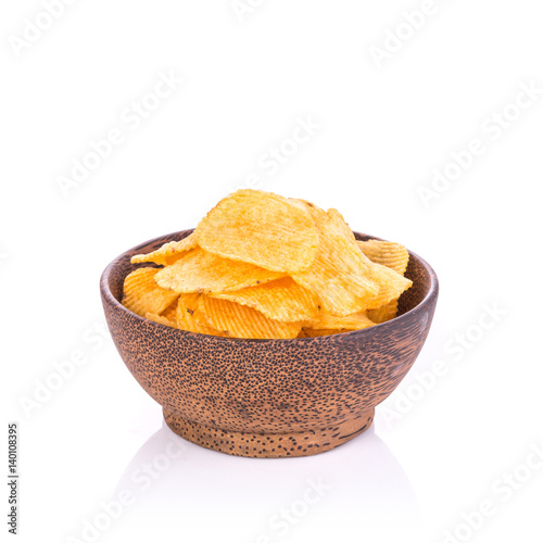 Potato chips. Studio shot isolated on white