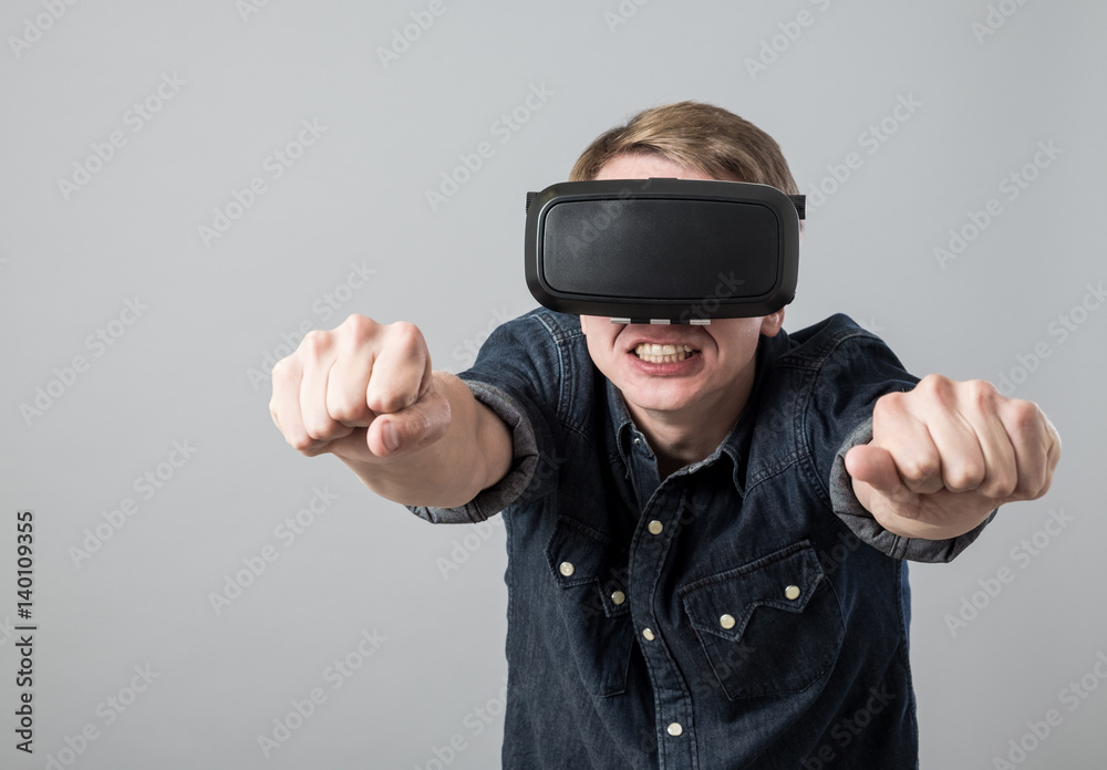 Man in virtual reality Man in virtual reality