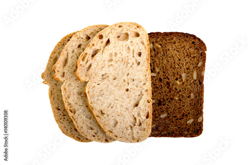Bread sliced, isolated on white background