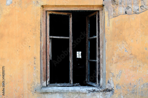 old window without glass, vintage