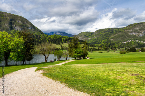 Bohinj lake of the Triglav National Park, Slovenia. The Triglav National Park (TNP) is the only national park of Slovenia. photo