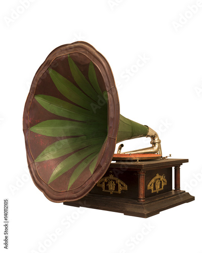 vintage gramophone on white background isolated