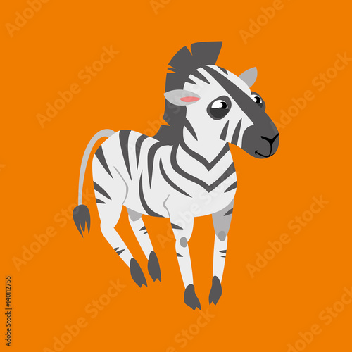 Cheerful zebra on an orange background. vector illustration