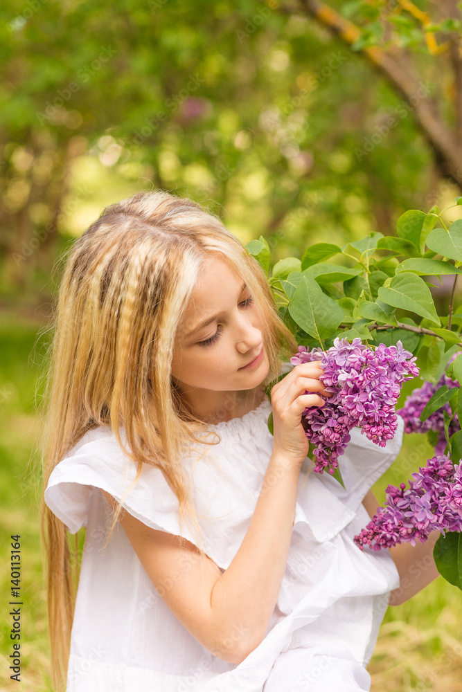 Portrait of a blonde in a lilac Portrait of a blonde in a lilac