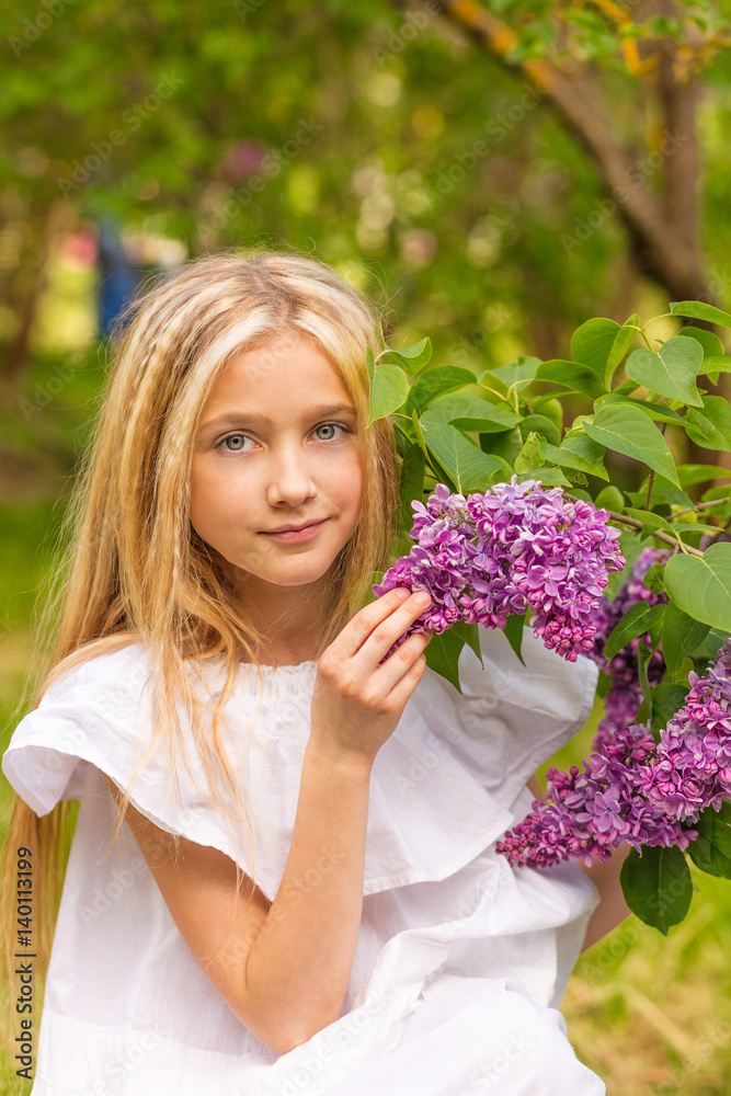 Portrait of a blonde in a lilac Portrait of a blonde in a lilac