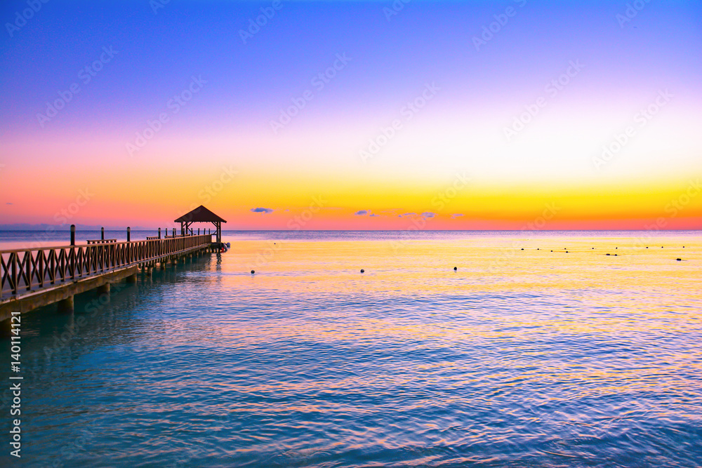 Fototapeta premium sea panoramic view of the Dominican Republic in the Caribbean with white beaches and palm trees