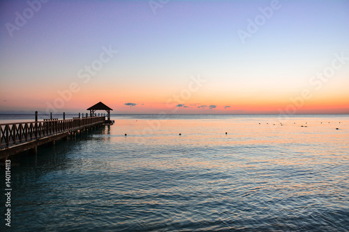 sea panoramic view of the Dominican Republic in the Caribbean with white beaches and palm trees