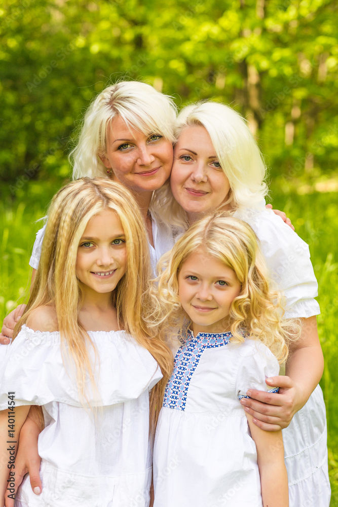 A large family is resting in nature A large family is resting in nature