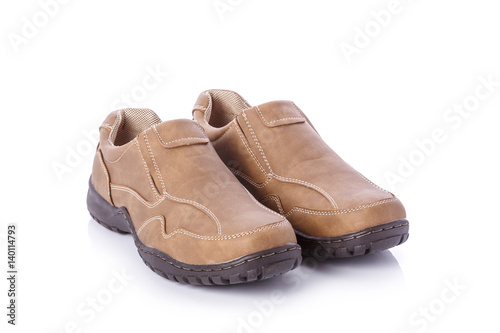 New brown men shoe. Studio shot isolated on white