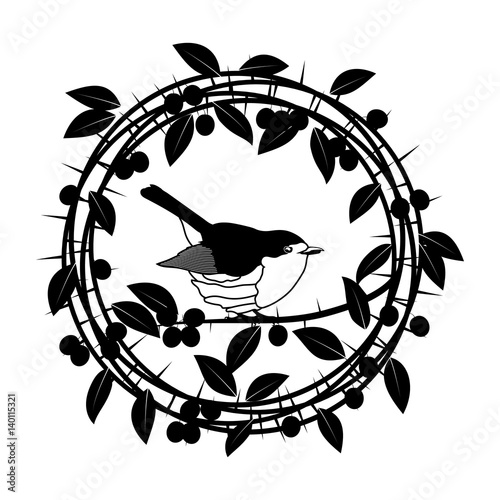 Blackthorn berries branches and leaves frame. Vector illustrations vintage design