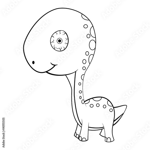 Cartoon of Green Baby Brontosaurus Dinosaur