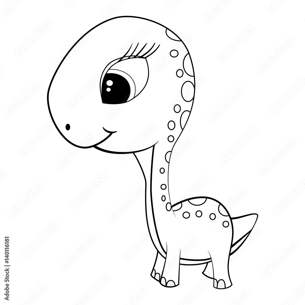 Cartoon of Green Baby Brontosaurus Dinosaur Cartoon of Green Baby Brontosaurus Dinosaur