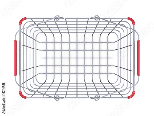 Valokuva Metal shopping basket top view 3D