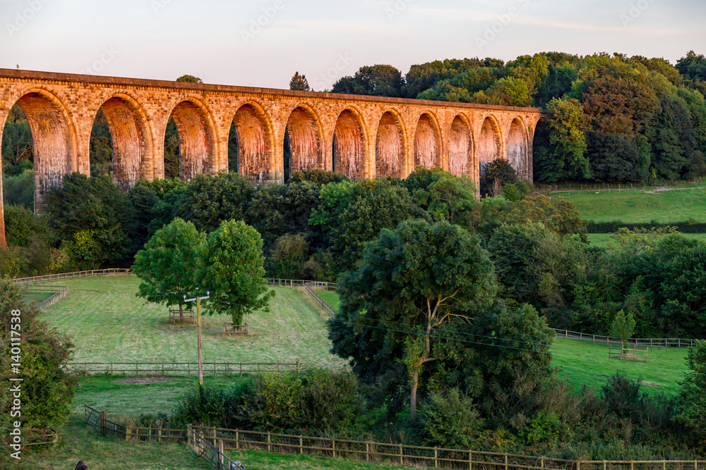 Evening at the Cefn Mawr Viaduct, Wrexham, Wales, UK