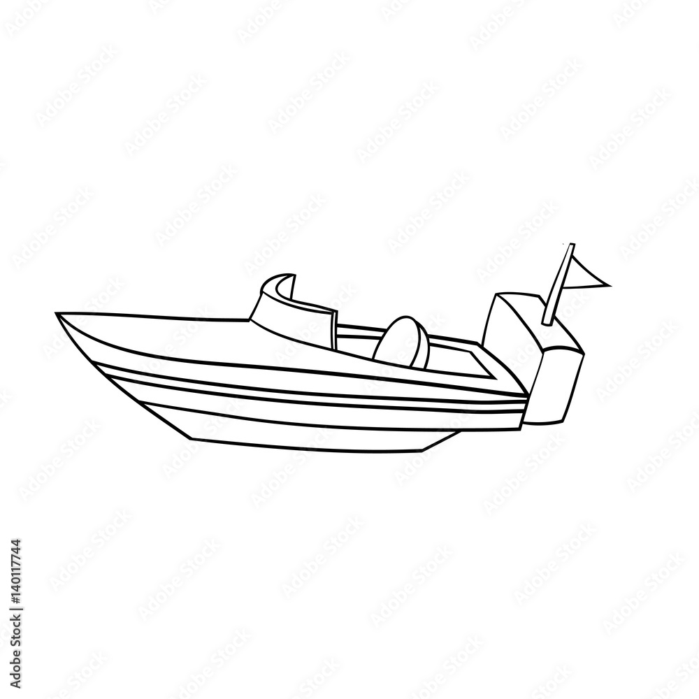Isolated Cartoon Speed Boat. Stock Vector | Adobe Stock