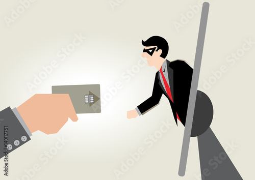 Business Illustration of credit card Fraud in internet