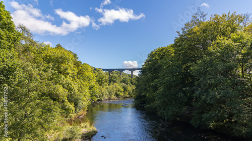 View from Gate Rd with the River Dee and the Pontcysyllte Aqueduct, Wrexham, Wales, UK