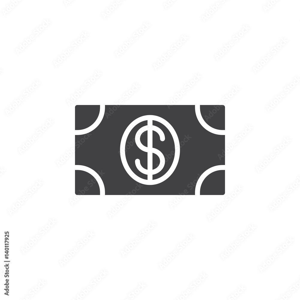 Money, dollar banknote icon vector, filled flat sign, solid pictogram isolated on white. Symbol, logo illustration. Pixel perfect Money, dollar banknote icon vector, filled flat sign, solid pictogram isolated on white. Symbol, logo illustration. Pixel perfect