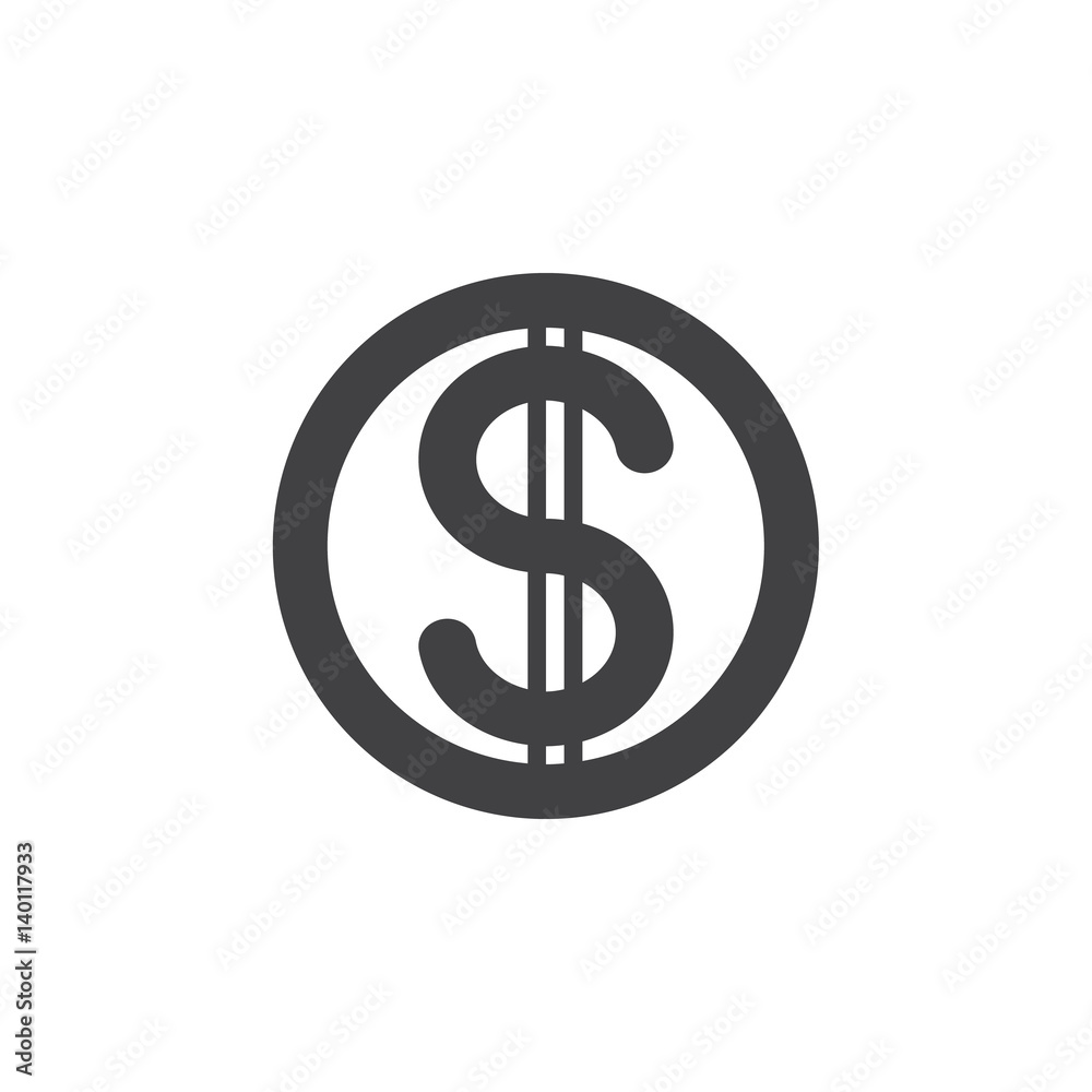 Dollar coin icon vector, filled flat sign, solid pictogram isolated on white. Symbol, logo illustration. Pixel perfect Dollar coin icon vector, filled flat sign, solid pictogram isolated on white. Symbol, logo illustration. Pixel perfect
