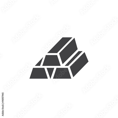 Gold bars icon vector, filled flat sign, solid pictogram isolated on white. Symbol, logo illustration