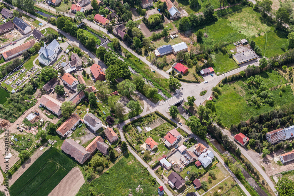 aerial view of the  village landscape