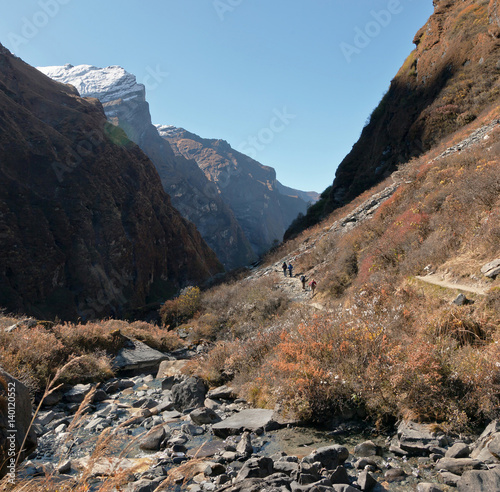 View from the Machhepuchare Base Camp to the south - Nepal, Himalayas photo