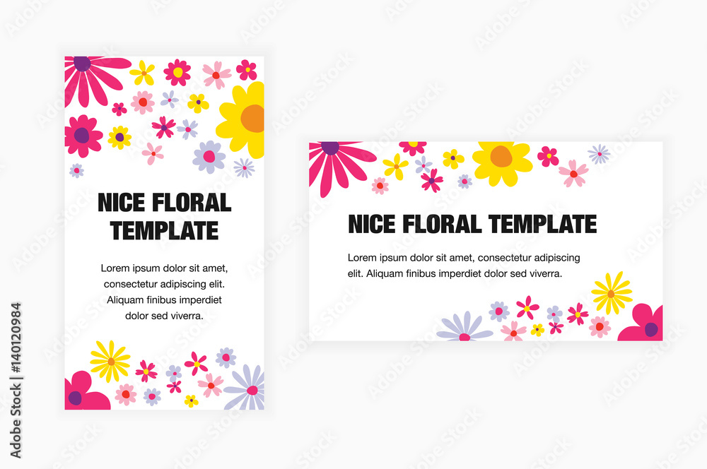 Floral modern minimalist vector cards template.