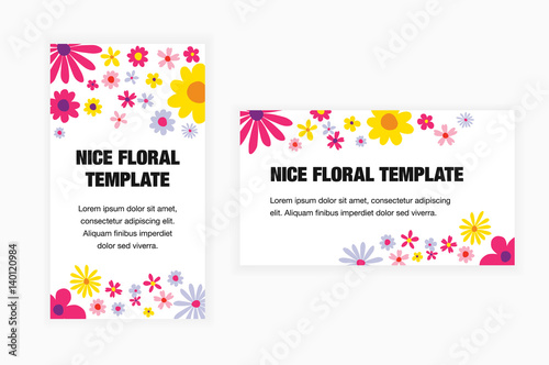 Floral modern minimalist vector cards template.