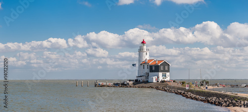 Panorama with Lighthouse on Seashore