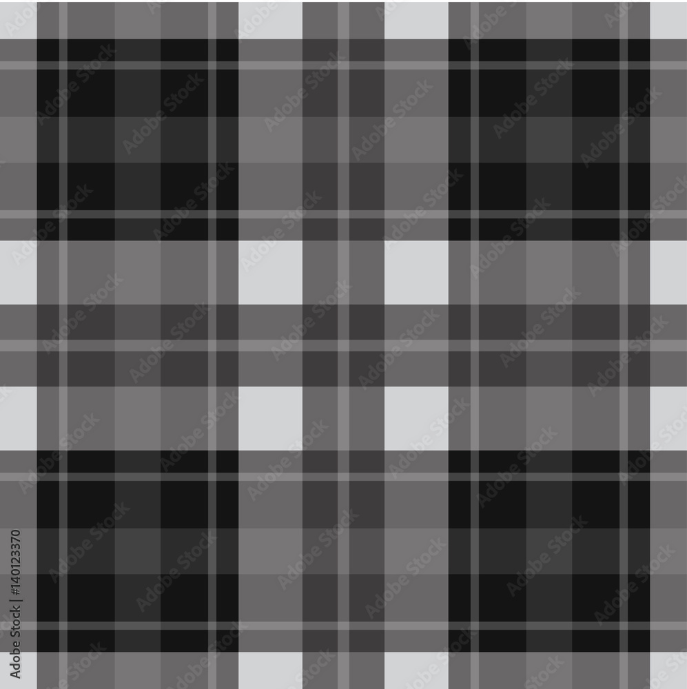 seamless gray, black tartan - white stripes