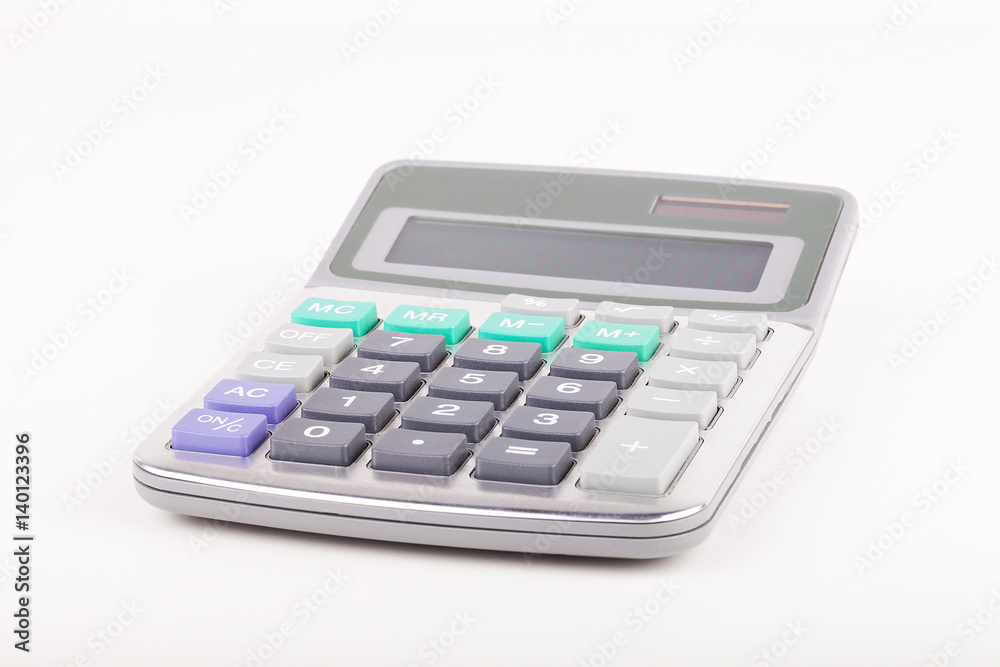 Gray calculator isolated on a white background Gray calculator isolated on a white background