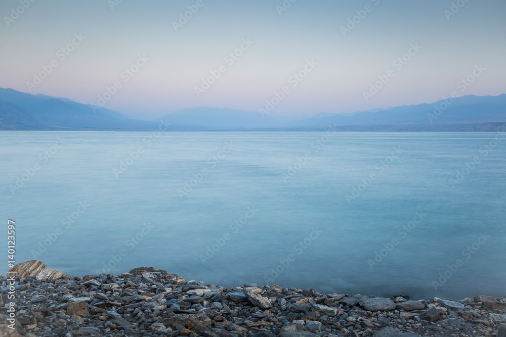 Lakeshore of Toktogul Resevoir in Kyrgyzstan