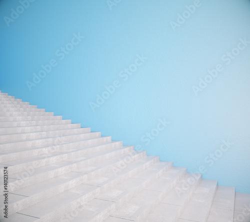 Stairs and blue wall