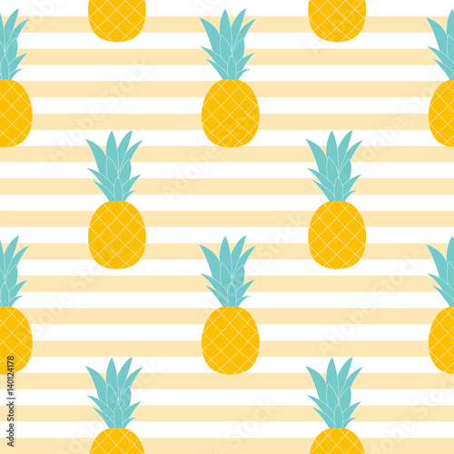 Pineapple Natural Seamless Pattern Background Vector Illustratio