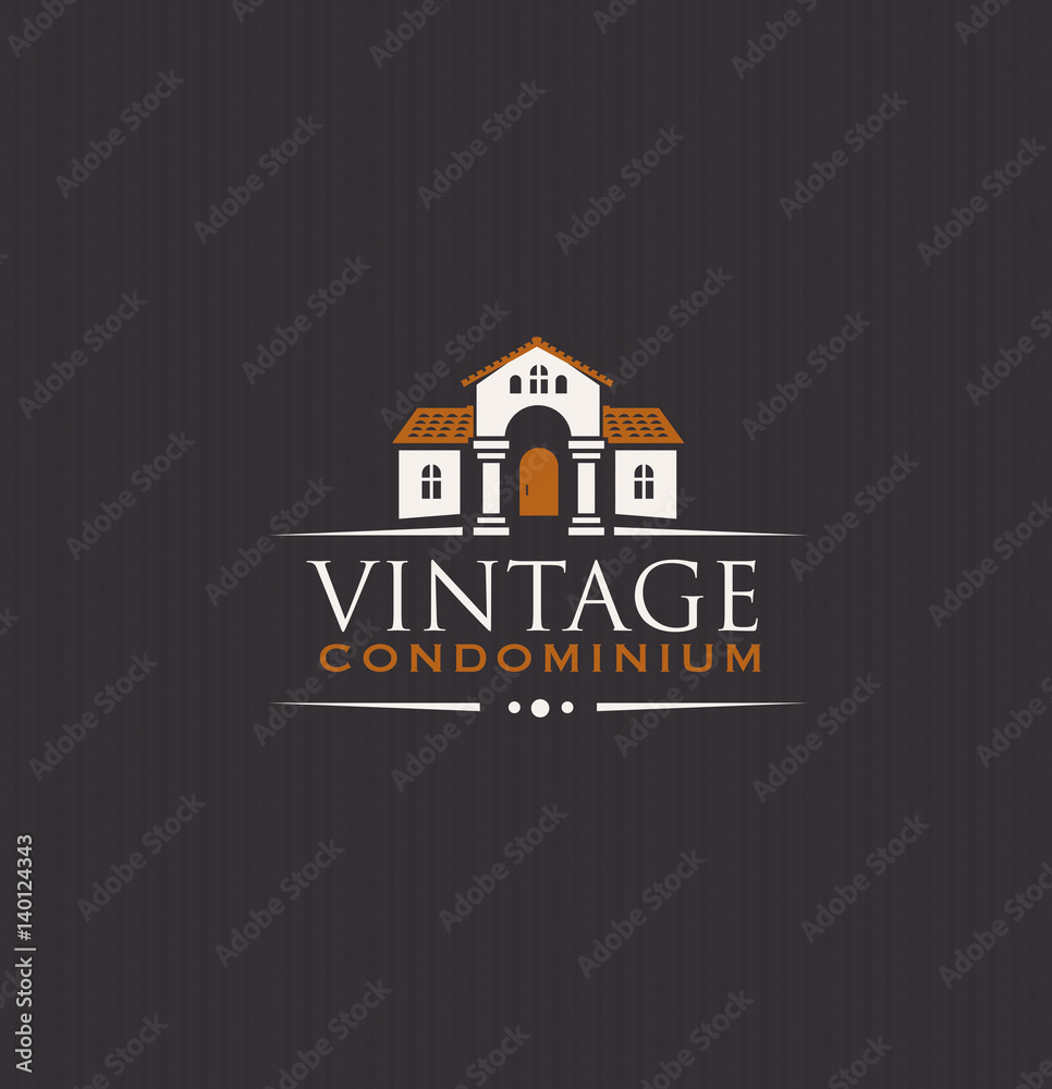Fototapeta premium Vintage Upscale Condominium Creative Vector Emblem Concept