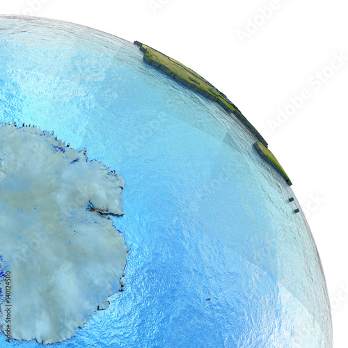 Antractic on model of Earth photo