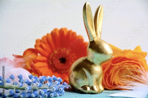 Grußkarte - goldener Osterhase