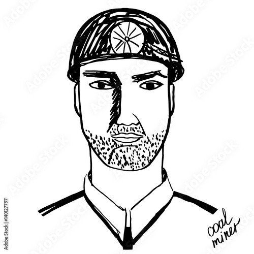 Coal miner black and white