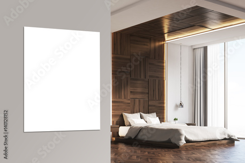 Bedroom with picture, wood, close up